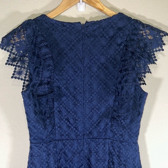 Antonio Milani Navy Blue Lace Sleeveless Midi Dress Women 6 Formal Party Wedding - Picture 8 of 13